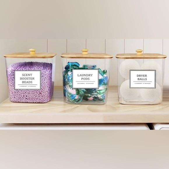 Laundry Storage Set with Gold Lids - Picture 1 of 3